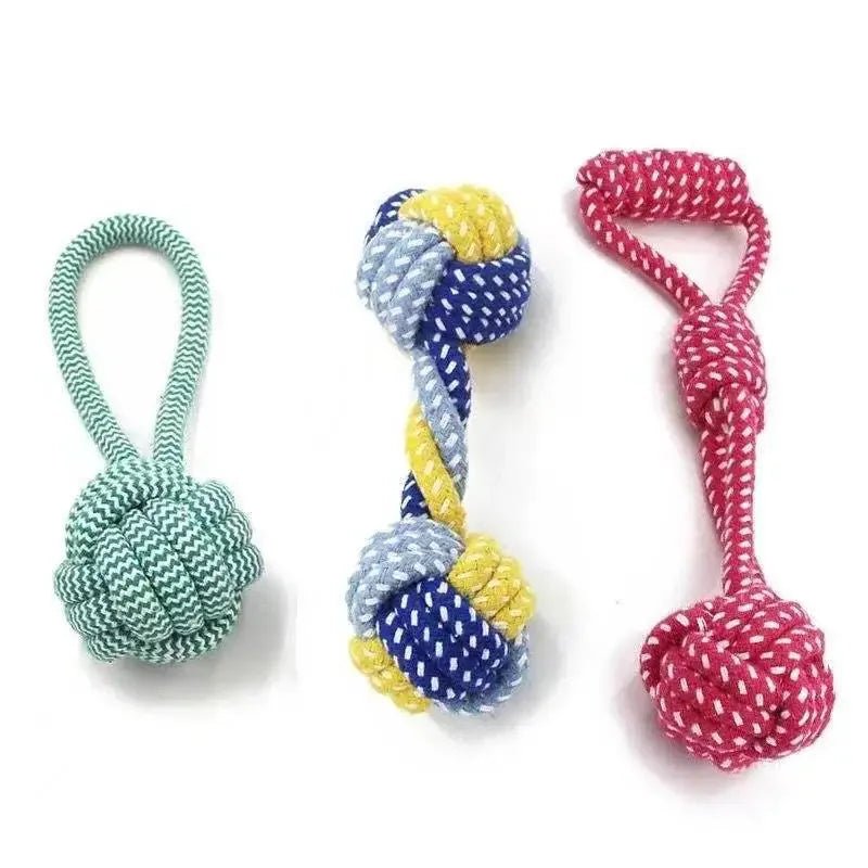 Cotton Rope Dog Toy Set — Carrot, Knot Ball & Dumbbell - Cozy & Co. Market