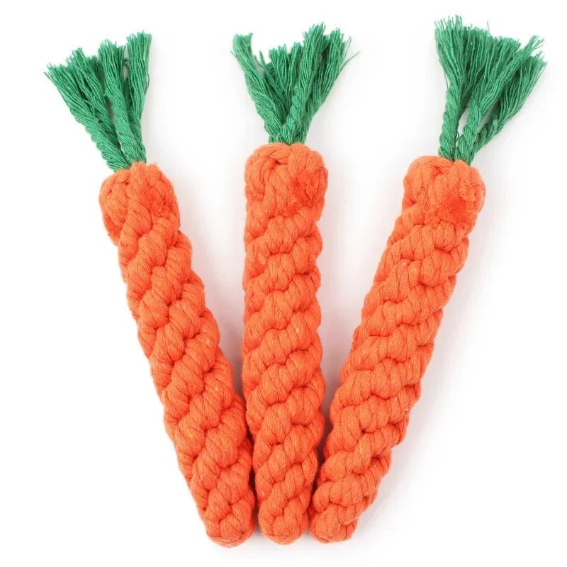 Cotton Rope Dog Toy Set — Carrot, Knot Ball & Dumbbell - Cozy & Co. Market