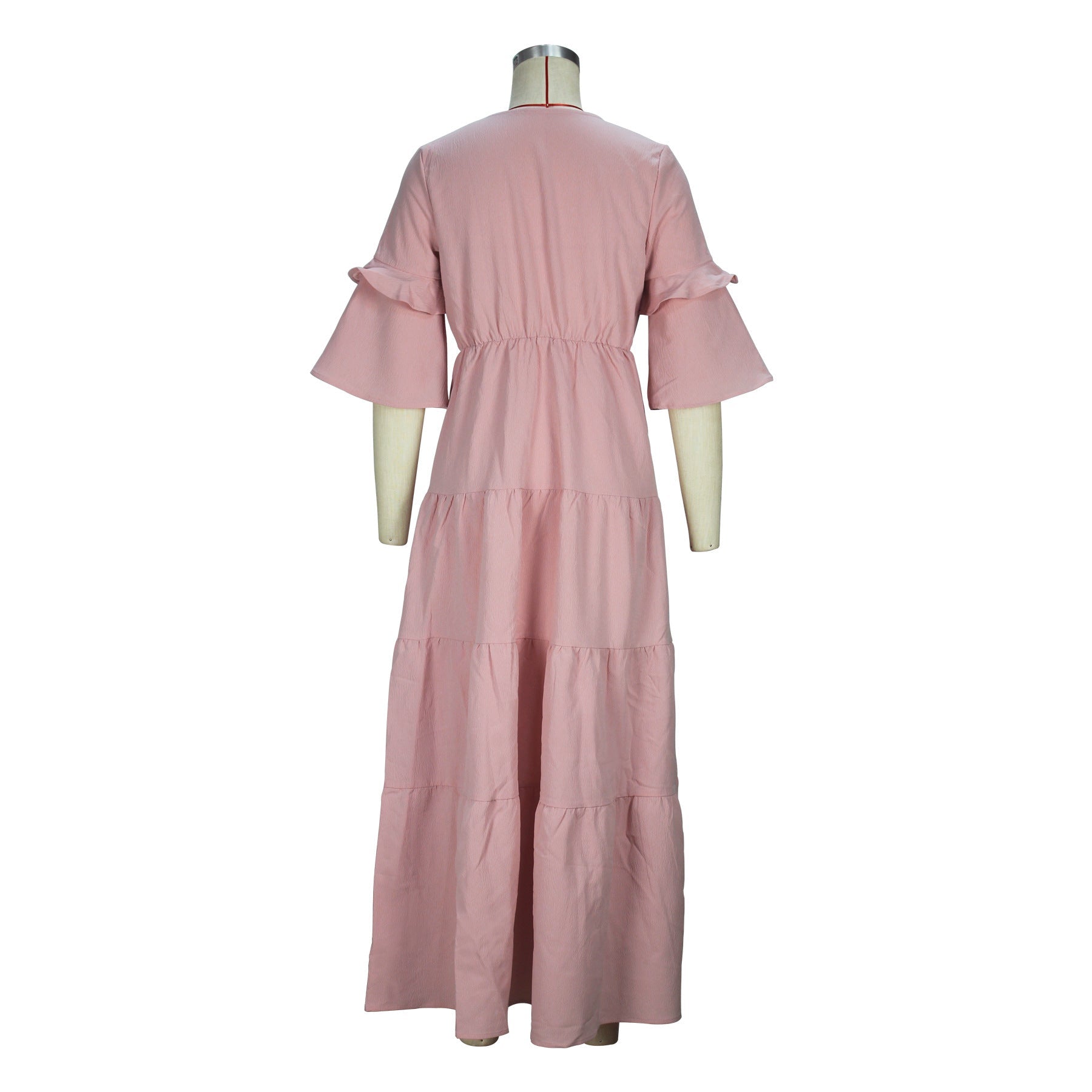 Cross-border Amazon European and American Spring and Autumn Women's Fashion Elegant V-neck Lotus Leaf Sleeve Long Casual dress - Cozy & Co. Market