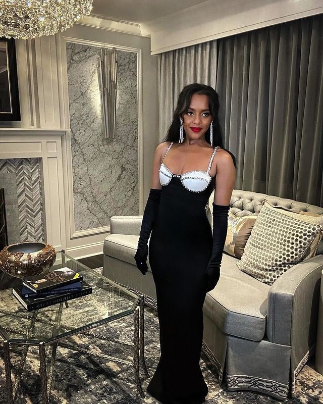 Cross-border European and American New Women's Sexy Sling Contrast Color Chest Cup Diamond-encrusted Tight Hip Bandage dress Evening Dress - Cozy & Co. Market