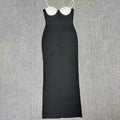 Cross-border European and American New Women's Sexy Sling Contrast Color Chest Cup Diamond-encrusted Tight Hip Bandage dress Evening Dress - Cozy & Co. Market