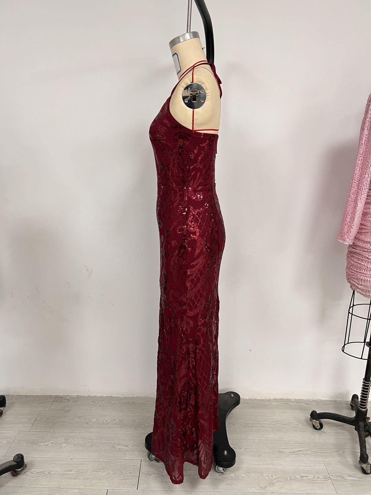 Cross-border Explosive Amazon Hot European and American Women's Sexy Sling Sling Sequin dress Fashion All-match Long Dress - Cozy & Co. Market