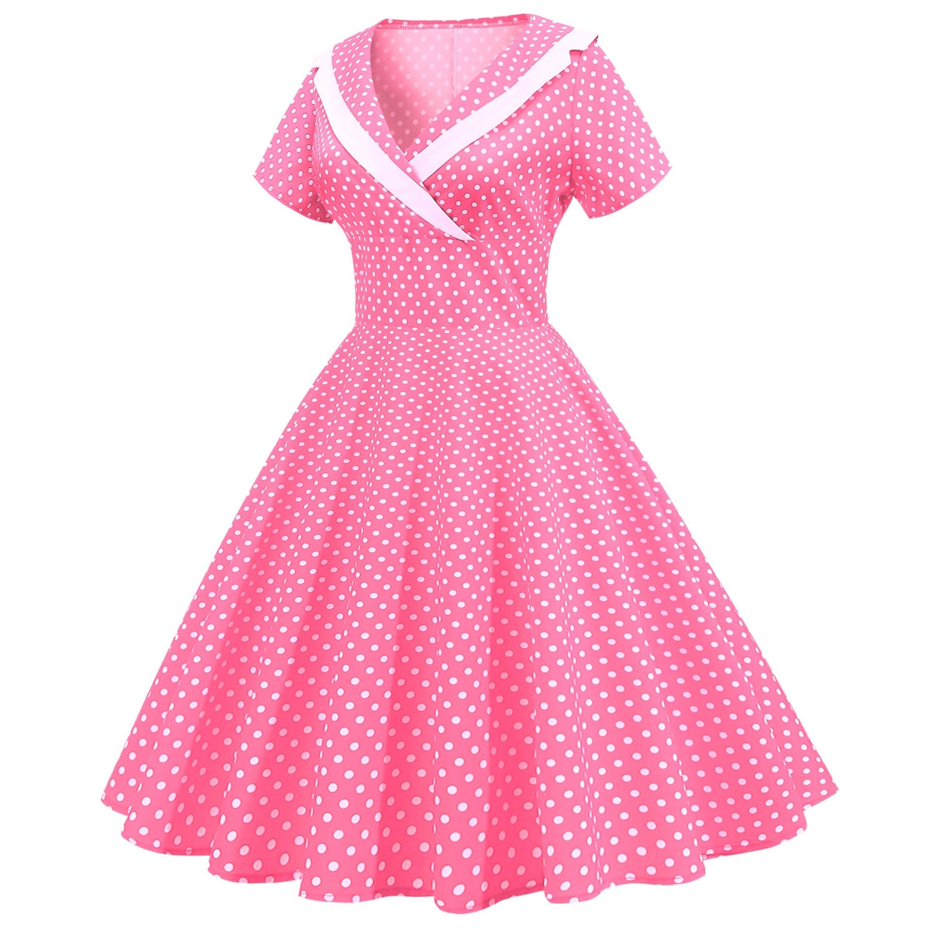 Cross-border foreign trade Europe and the United States 2025 spring and summer new retro temperament short sleeve wave printing waist dress - Cozy & Co. Market