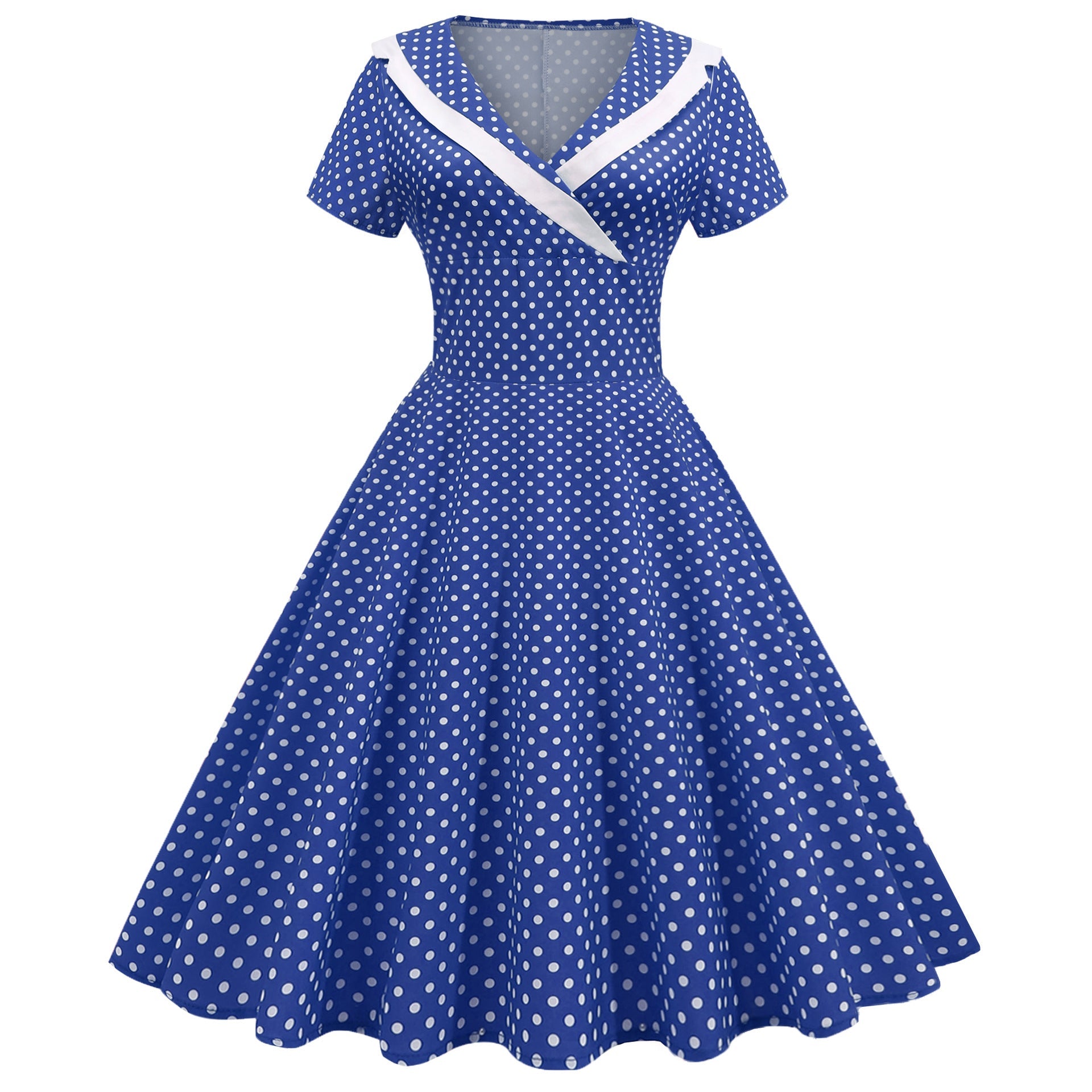 Cross-border foreign trade Europe and the United States 2025 spring and summer new retro temperament short sleeve wave printing waist dress - Cozy & Co. Market