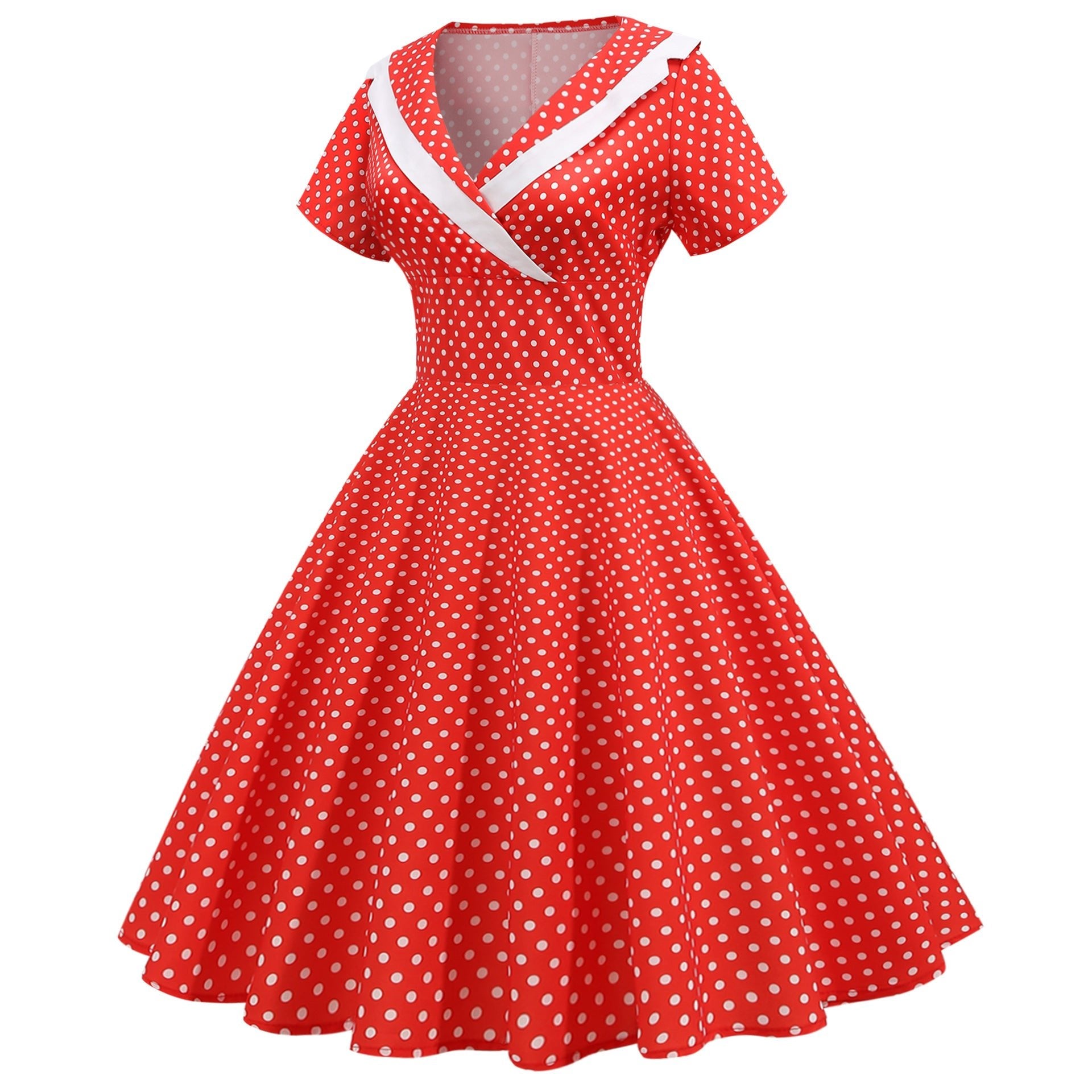 Cross-border foreign trade Europe and the United States 2025 spring and summer new retro temperament short sleeve wave printing waist dress - Cozy & Co. Market