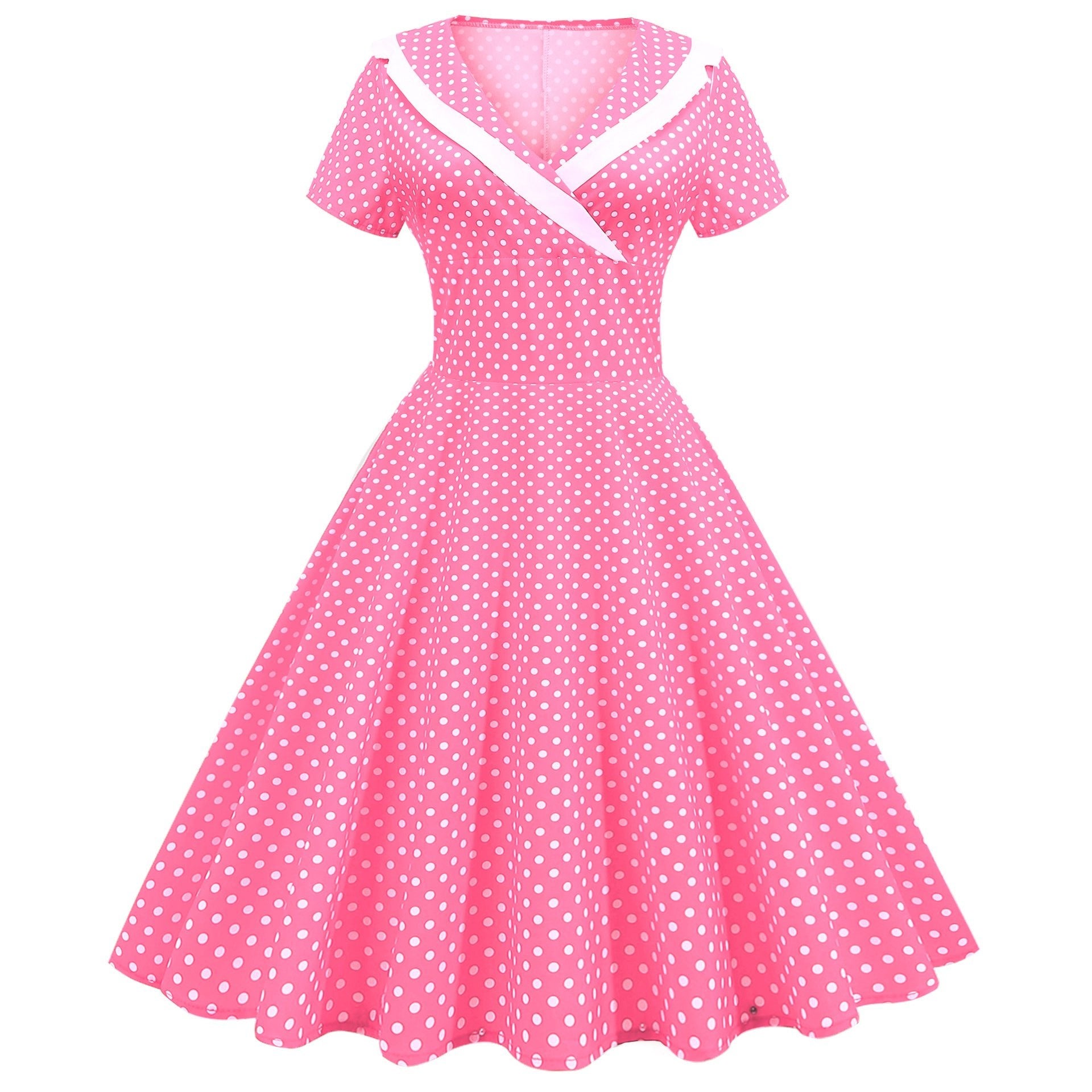 Cross-border foreign trade Europe and the United States 2025 spring and summer new retro temperament short sleeve wave printing waist dress - Cozy & Co. Market
