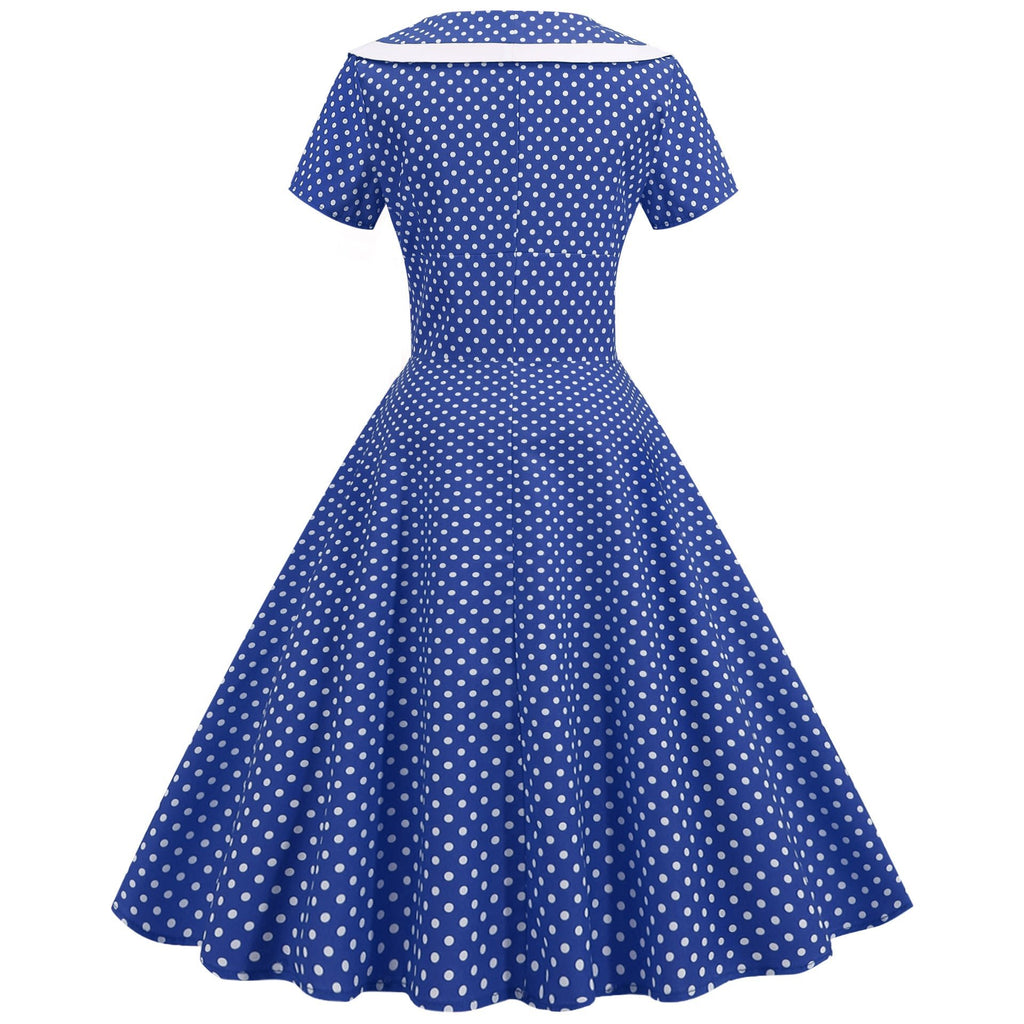 Cross-border foreign trade Europe and the United States 2025 spring and summer new retro temperament short sleeve wave printing waist dress - Cozy & Co. Market