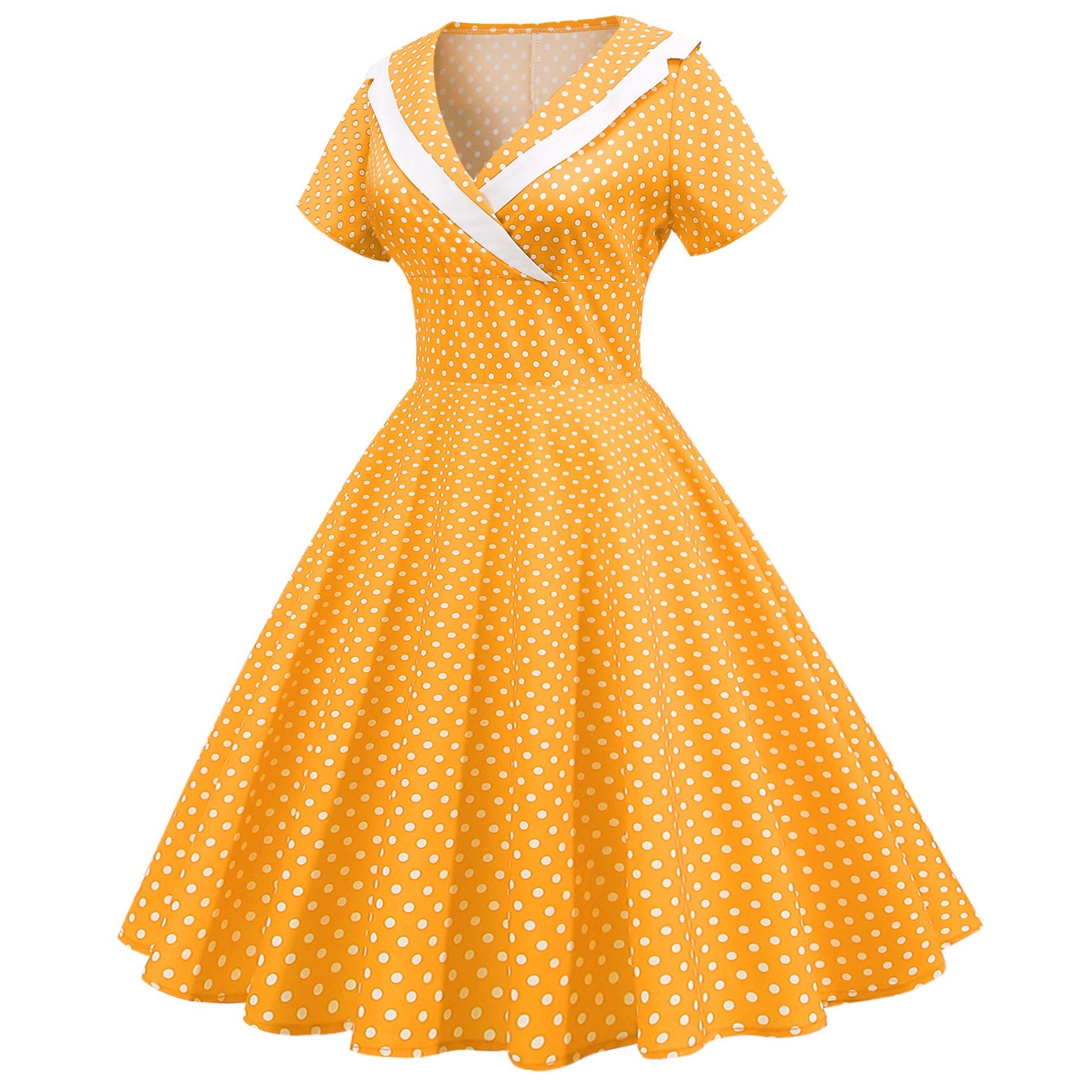Cross-border foreign trade Europe and the United States 2025 spring and summer new retro temperament short sleeve wave printing waist dress - Cozy & Co. Market
