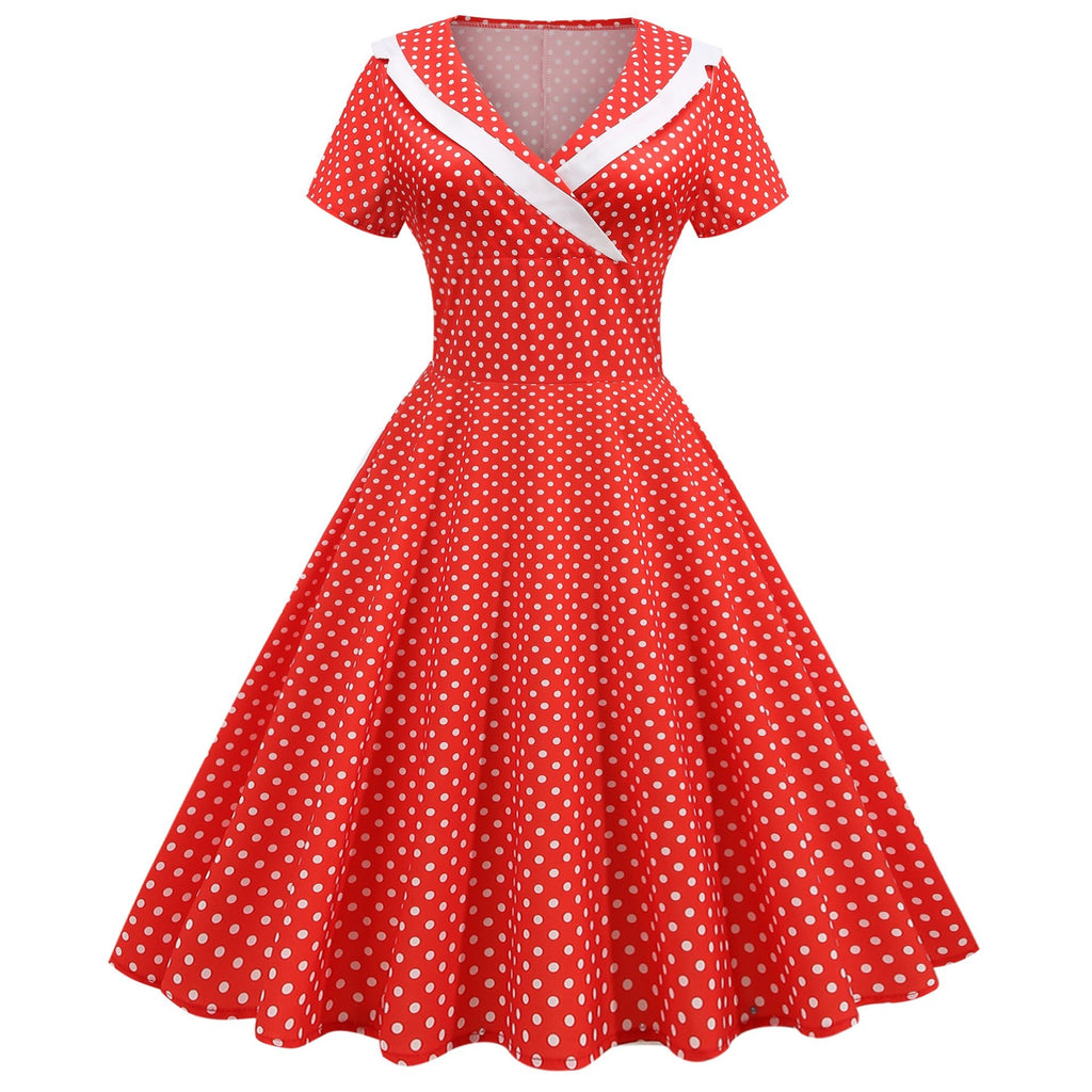 Cross-border foreign trade Europe and the United States 2025 spring and summer new retro temperament short sleeve wave printing waist dress - Cozy & Co. Market