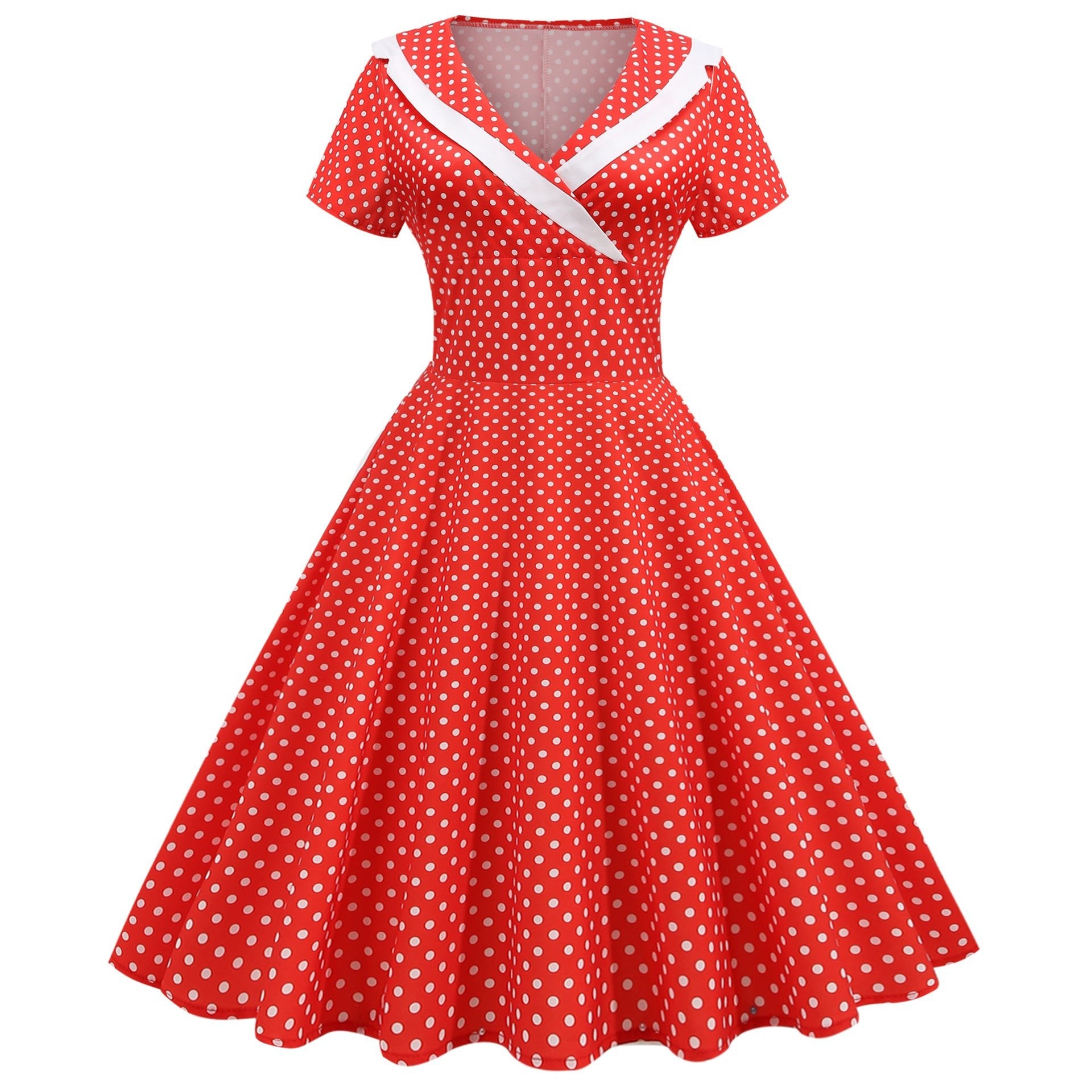 Cross-border foreign trade Europe and the United States 2025 spring and summer new retro temperament short sleeve wave printing waist dress - Cozy & Co. Market