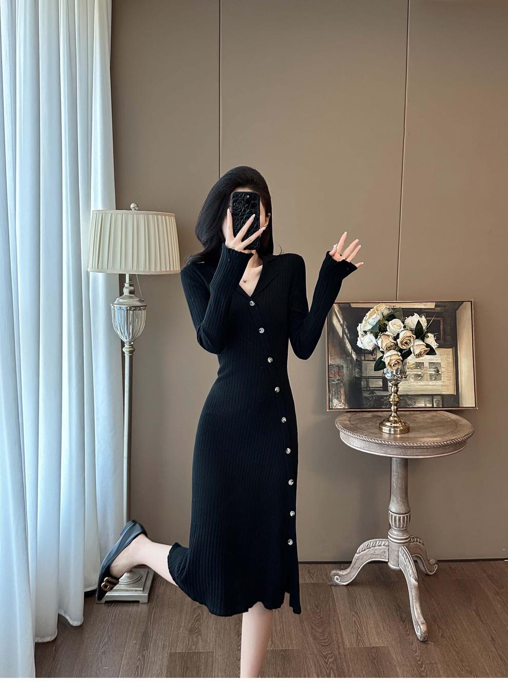 Cross-border French Style Chanel Style Knitted Skirt with Trumpet Sleeve Elegant Women's New Slim-fit Small Lapel Knitted dress - Cozy & Co. Market
