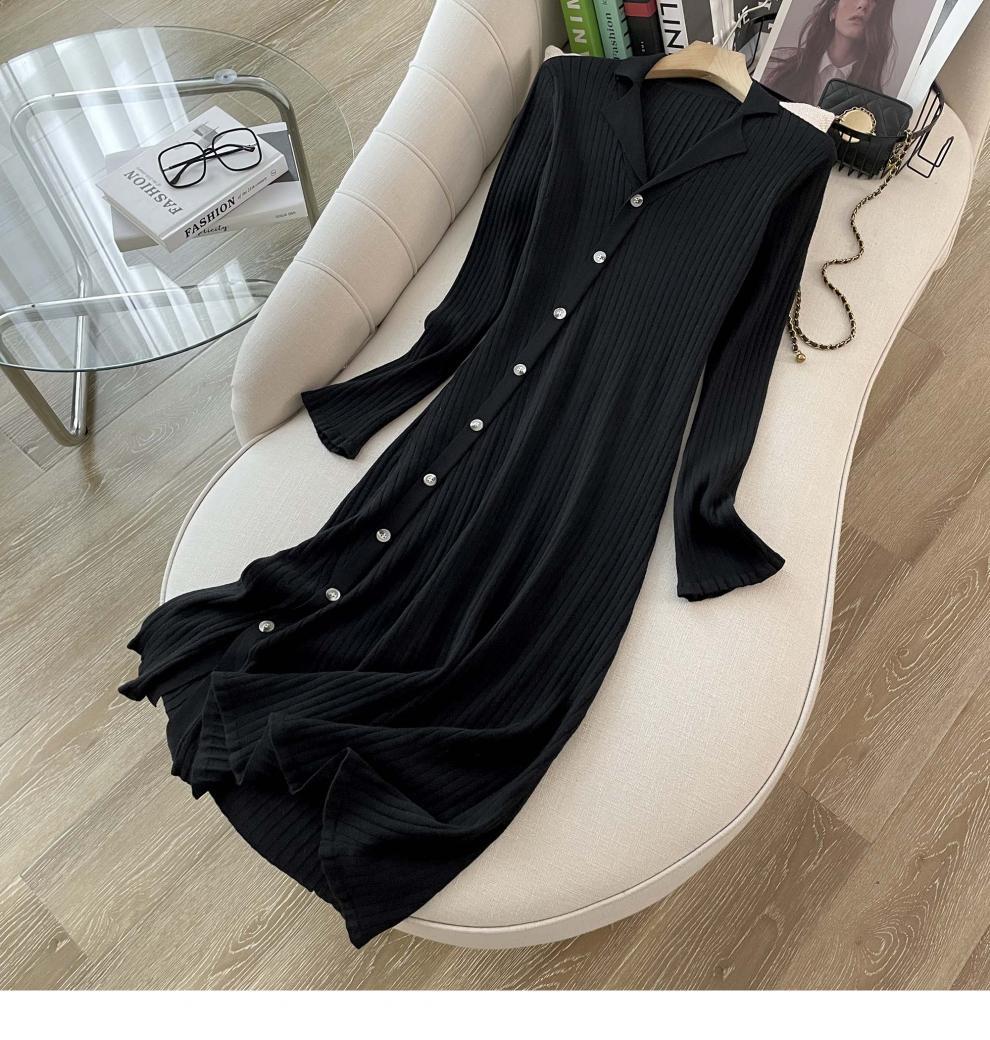 Cross-border French Style Chanel Style Knitted Skirt with Trumpet Sleeve Elegant Women's New Slim-fit Small Lapel Knitted dress - Cozy & Co. Market