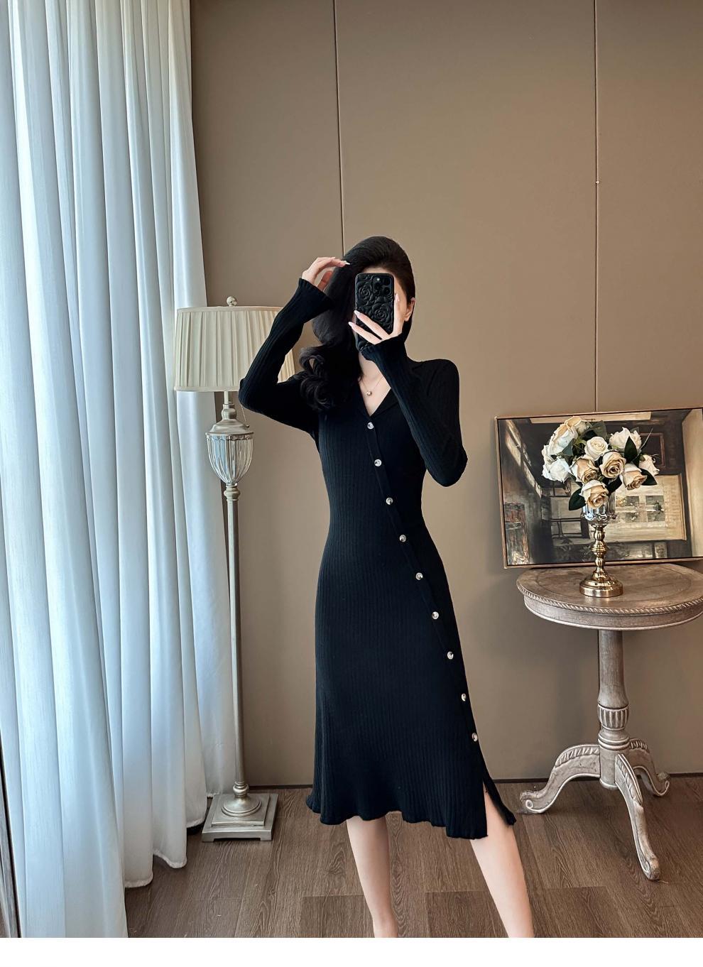Cross-border French Style Chanel Style Knitted Skirt with Trumpet Sleeve Elegant Women's New Slim-fit Small Lapel Knitted dress - Cozy & Co. Market