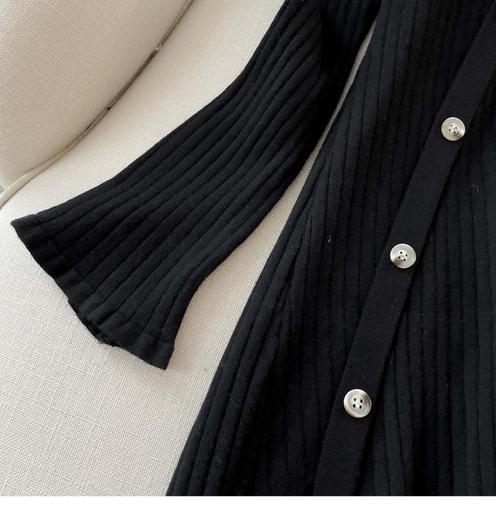 Cross-border French Style Chanel Style Knitted Skirt with Trumpet Sleeve Elegant Women's New Slim-fit Small Lapel Knitted dress - Cozy & Co. Market