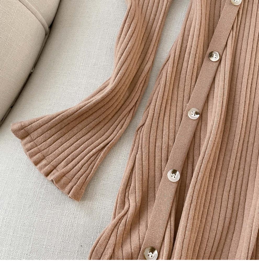 Cross-border French Style Chanel Style Knitted Skirt with Trumpet Sleeve Elegant Women's New Slim-fit Small Lapel Knitted dress - Cozy & Co. Market