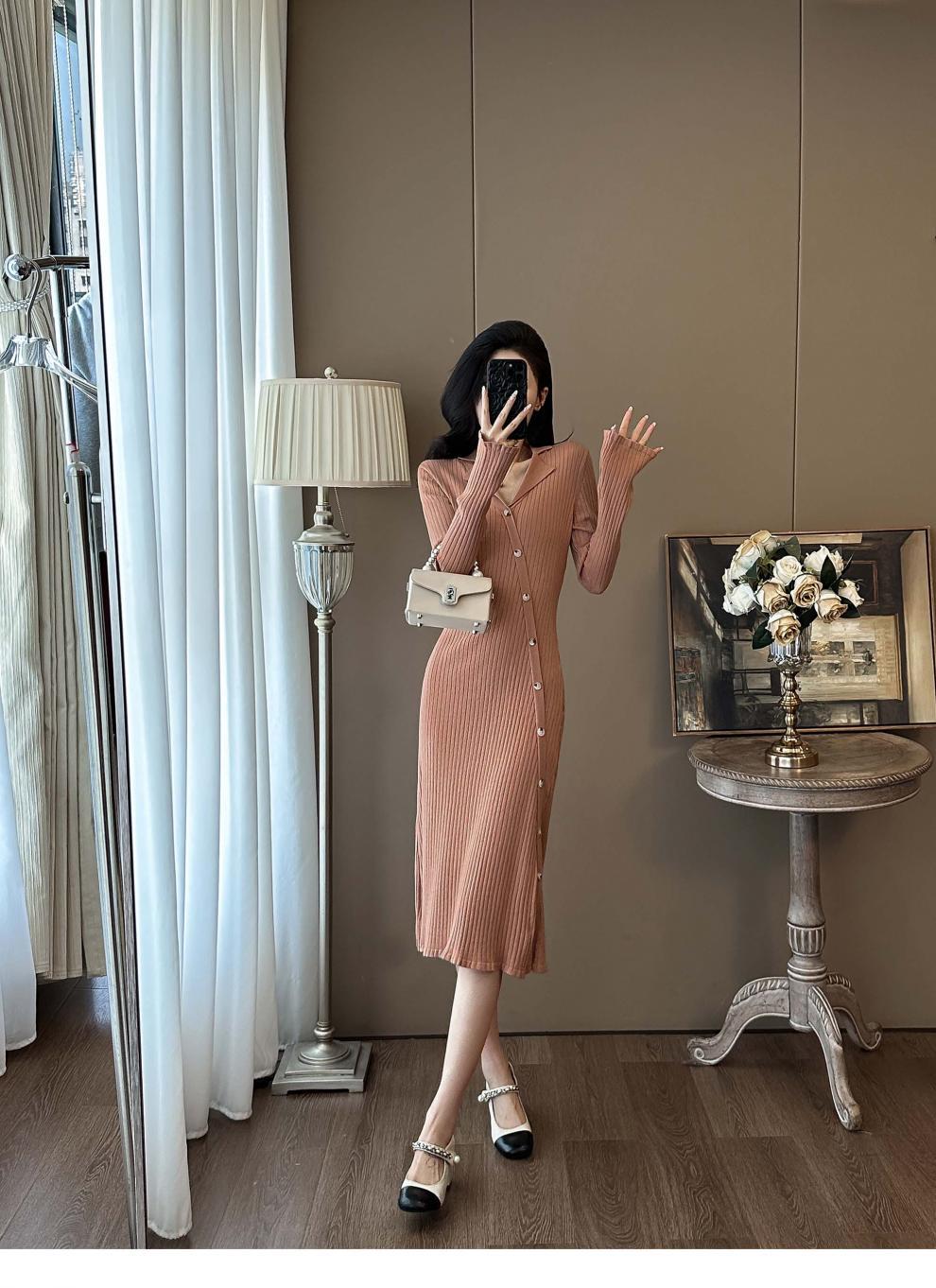 Cross-border French Style Chanel Style Knitted Skirt with Trumpet Sleeve Elegant Women's New Slim-fit Small Lapel Knitted dress - Cozy & Co. Market