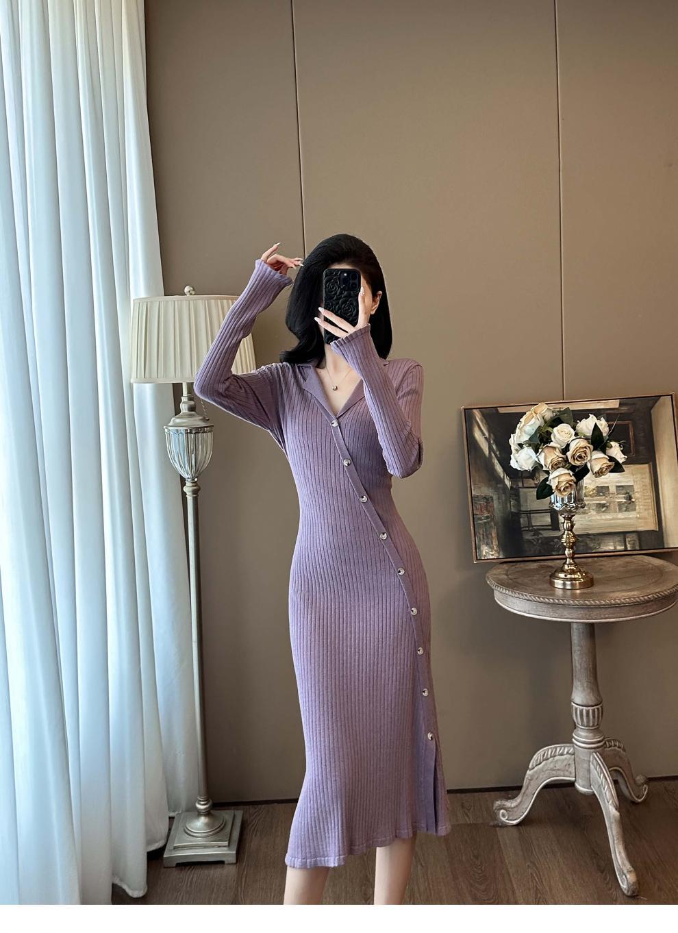 Cross-border French Style Chanel Style Knitted Skirt with Trumpet Sleeve Elegant Women's New Slim-fit Small Lapel Knitted dress - Cozy & Co. Market