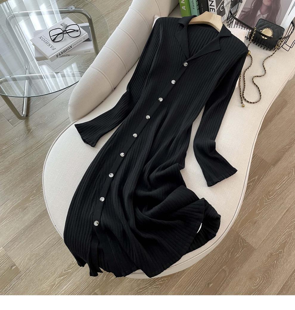 Cross-border French Style Chanel Style Knitted Skirt with Trumpet Sleeve Elegant Women's New Slim-fit Small Lapel Knitted dress - Cozy & Co. Market