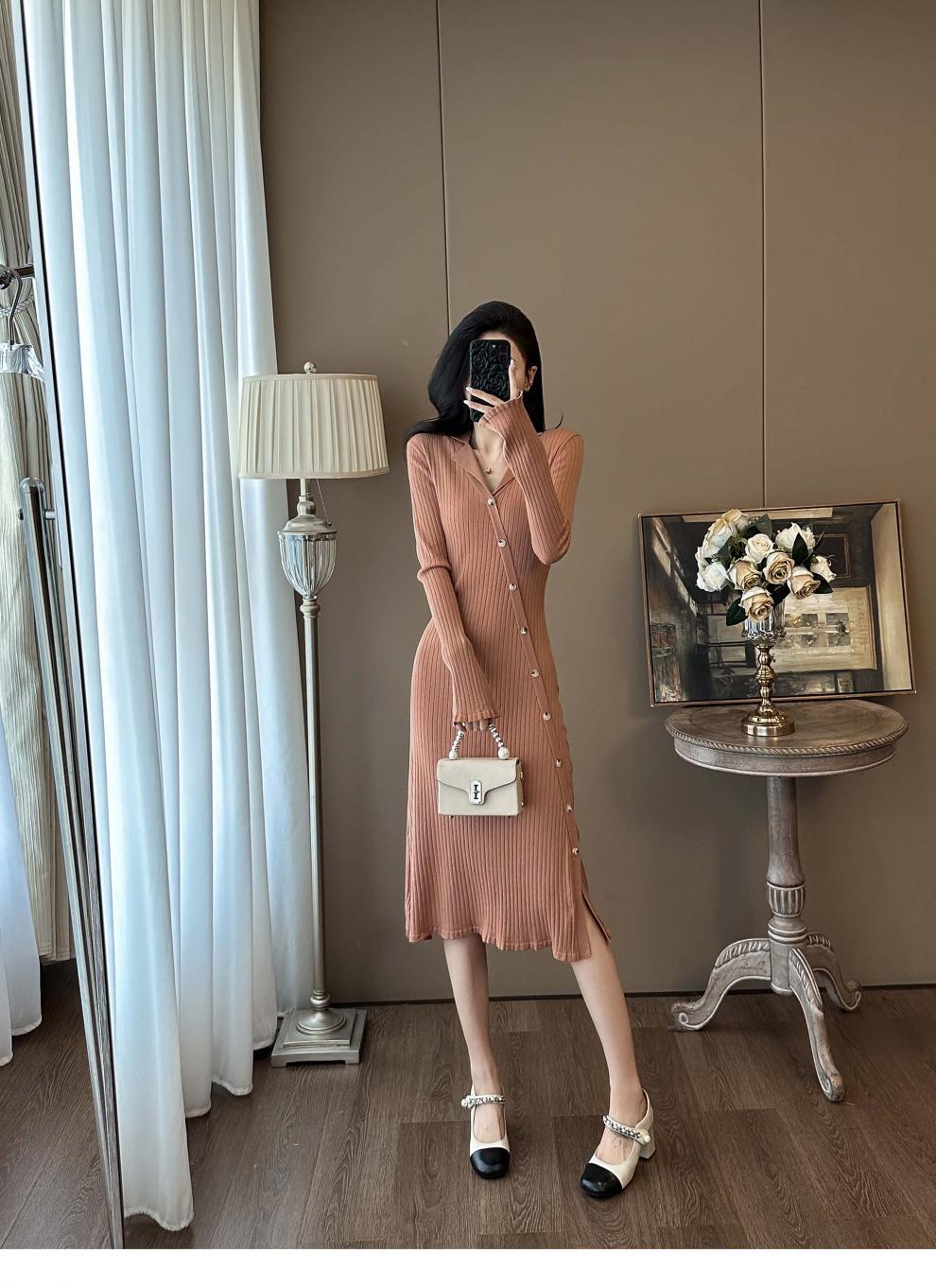 Cross-border French Style Chanel Style Knitted Skirt with Trumpet Sleeve Elegant Women's New Slim-fit Small Lapel Knitted dress - Cozy & Co. Market