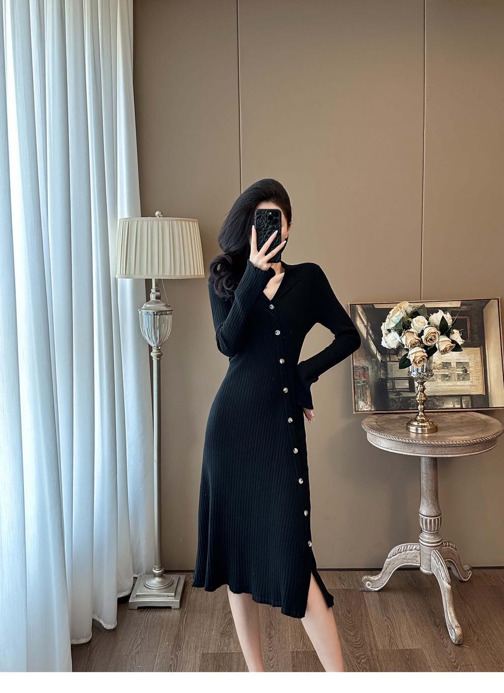 Cross-border French Style Chanel Style Knitted Skirt with Trumpet Sleeve Elegant Women's New Slim-fit Small Lapel Knitted dress - Cozy & Co. Market