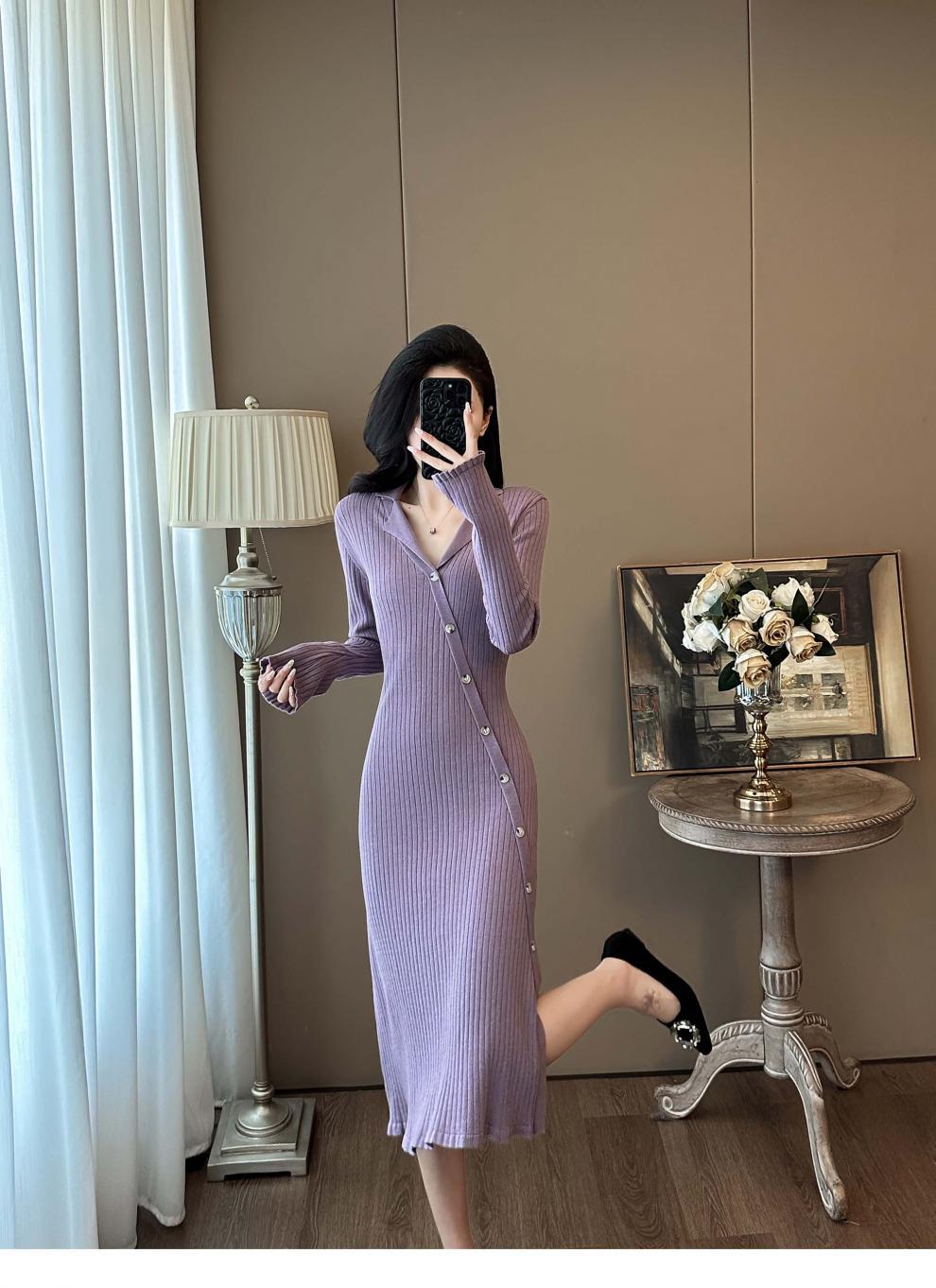 Cross-border French Style Chanel Style Knitted Skirt with Trumpet Sleeve Elegant Women's New Slim-fit Small Lapel Knitted dress - Cozy & Co. Market