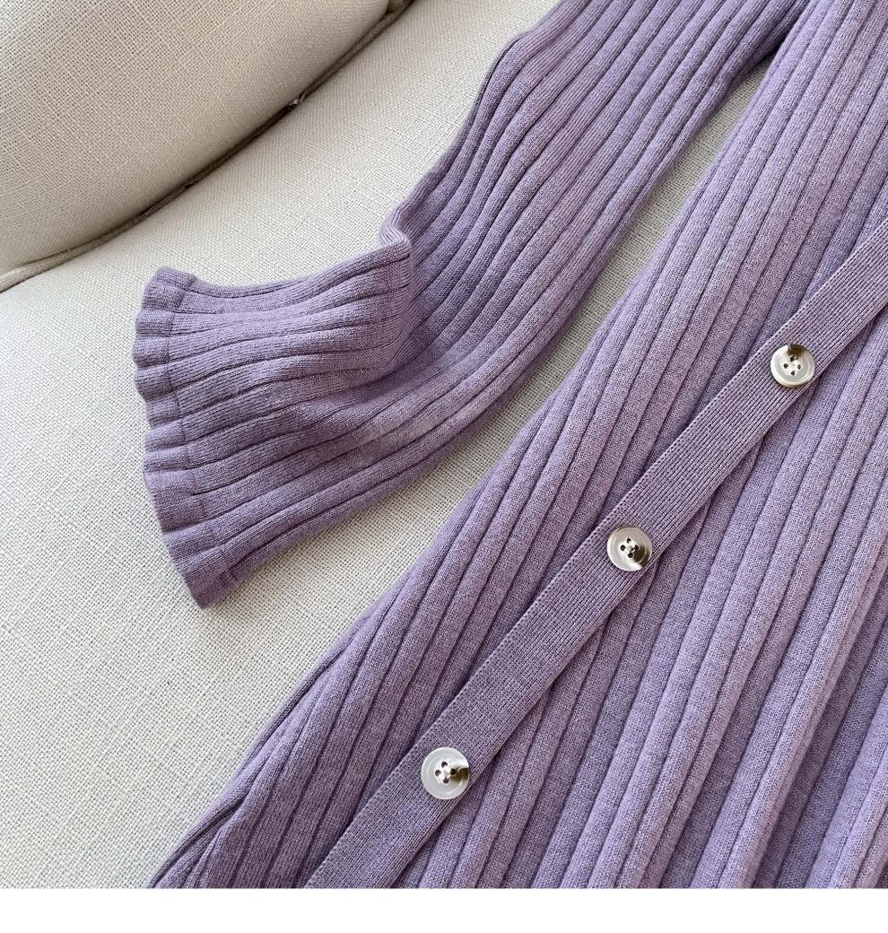 Cross-border French Style Chanel Style Knitted Skirt with Trumpet Sleeve Elegant Women's New Slim-fit Small Lapel Knitted dress - Cozy & Co. Market