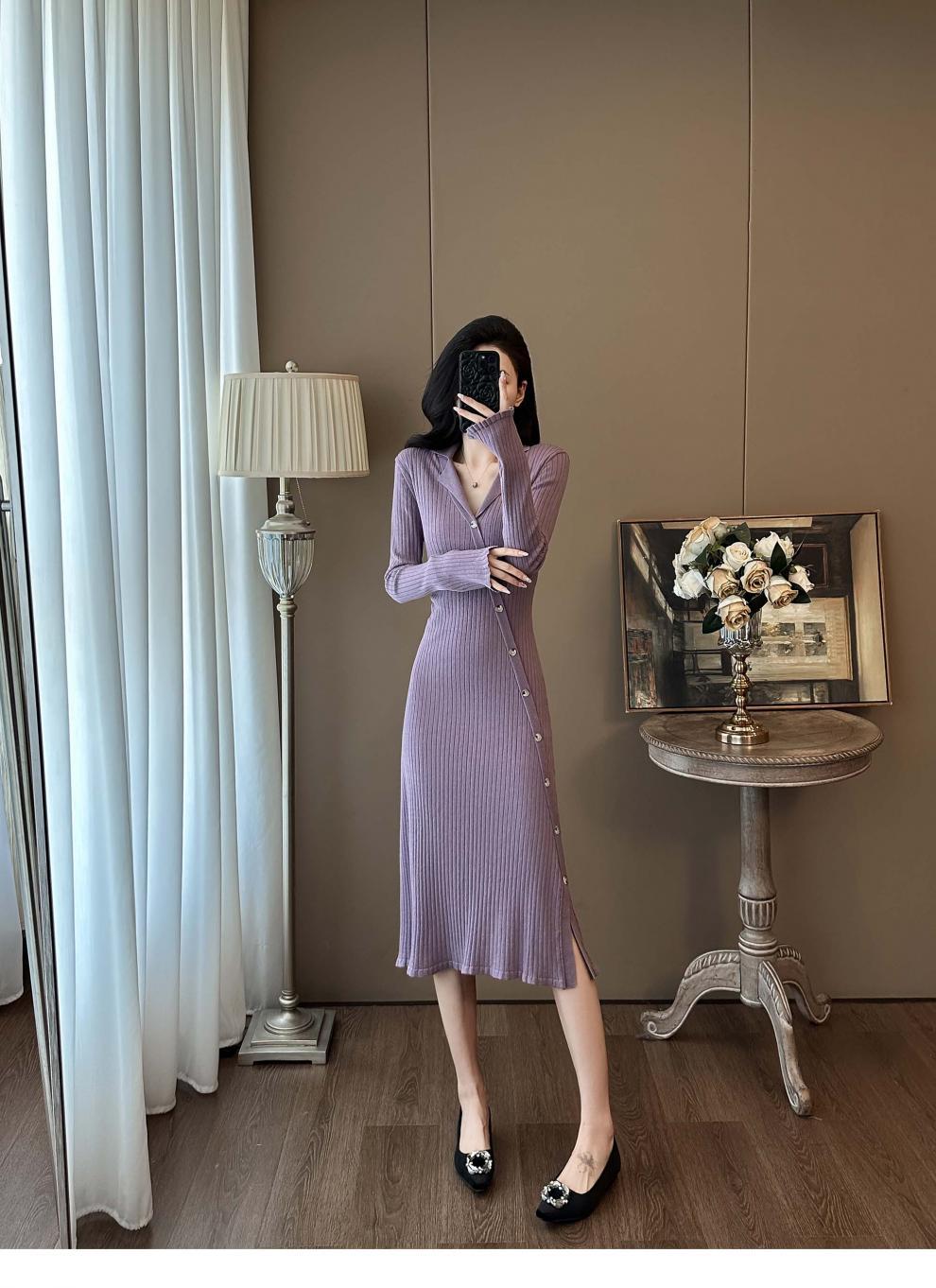 Cross-border French Style Chanel Style Knitted Skirt with Trumpet Sleeve Elegant Women's New Slim-fit Small Lapel Knitted dress - Cozy & Co. Market