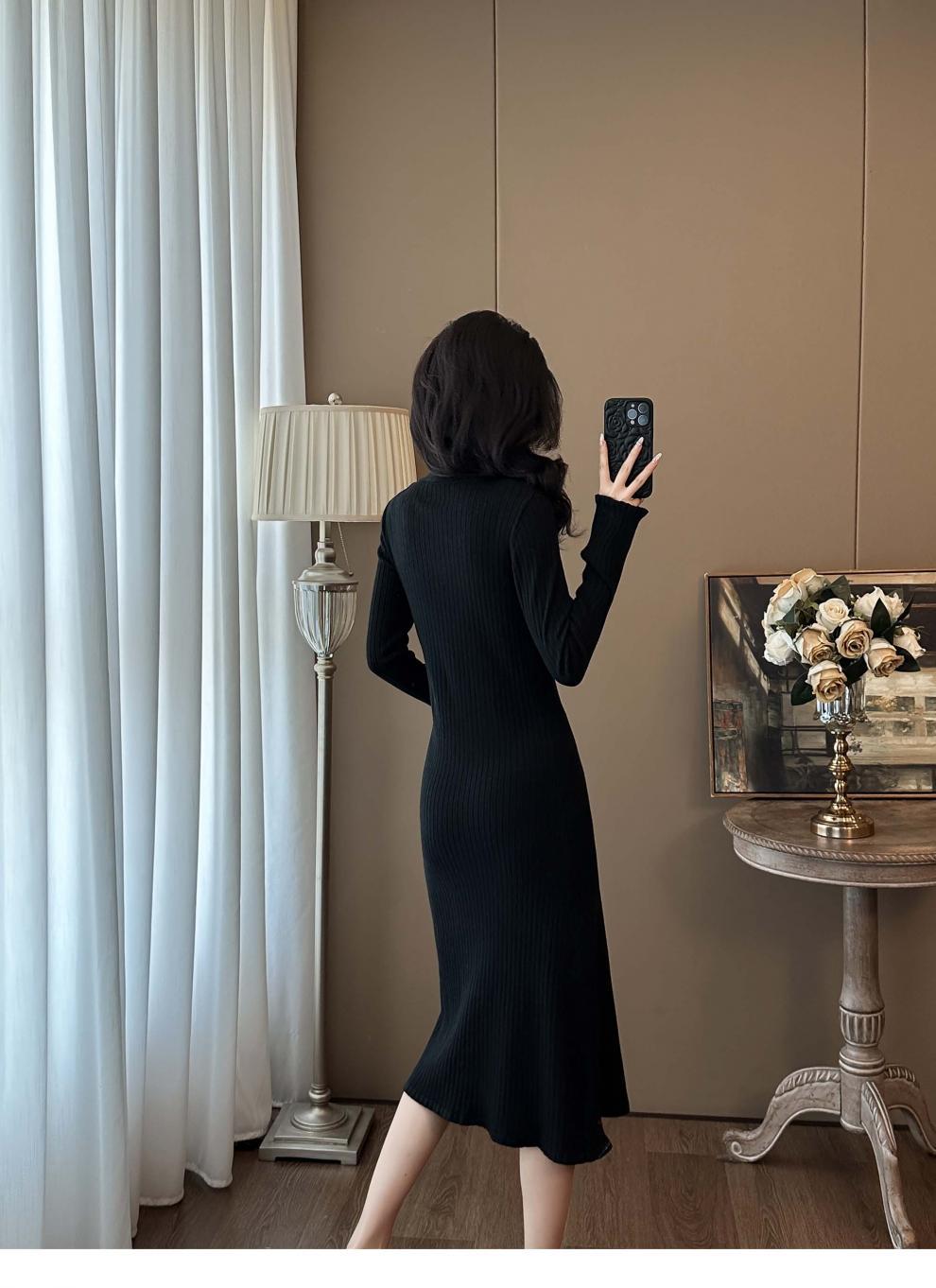 Cross-border French Style Chanel Style Knitted Skirt with Trumpet Sleeve Elegant Women's New Slim-fit Small Lapel Knitted dress - Cozy & Co. Market