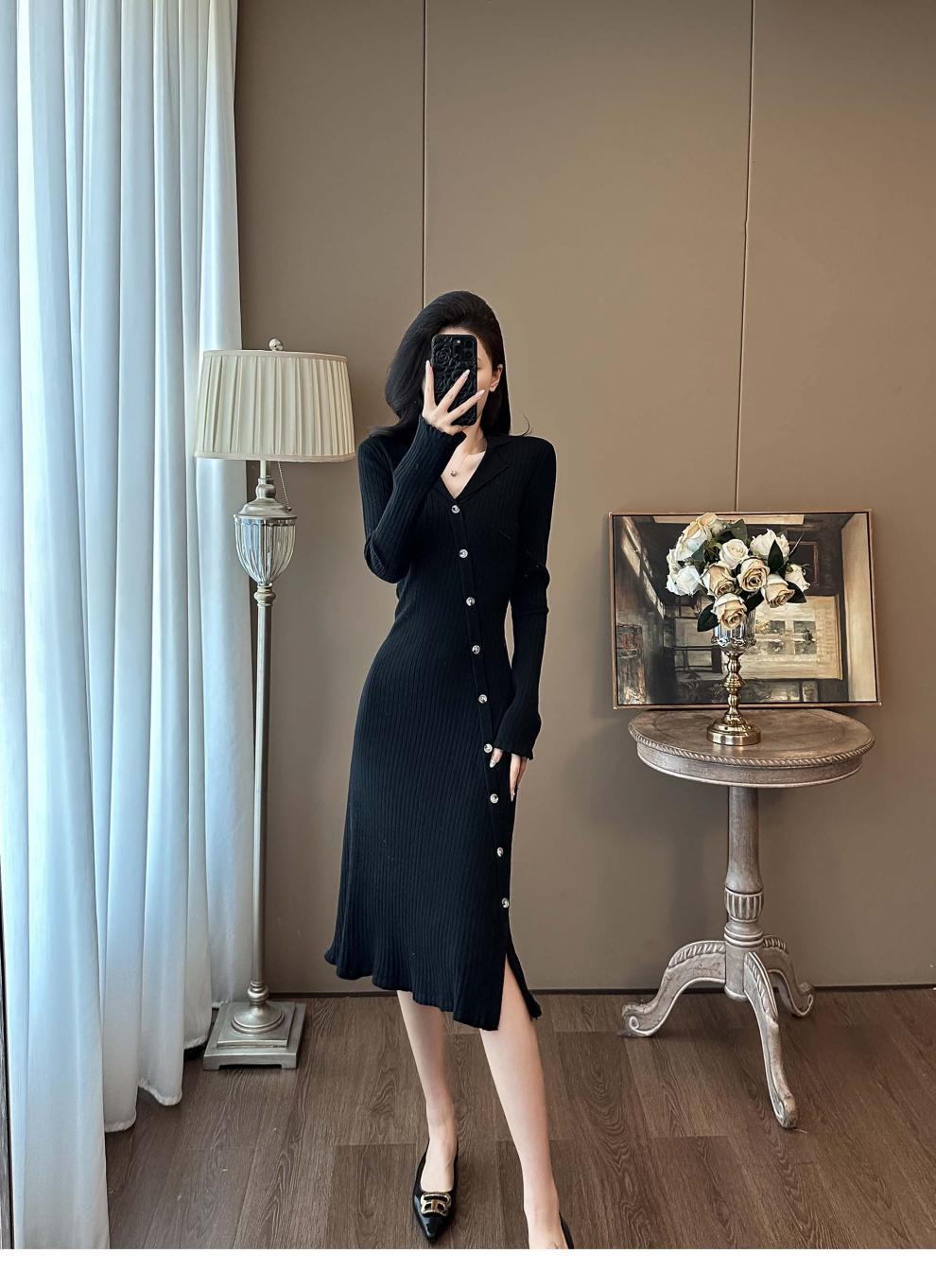 Cross-border French Style Chanel Style Knitted Skirt with Trumpet Sleeve Elegant Women's New Slim-fit Small Lapel Knitted dress - Cozy & Co. Market