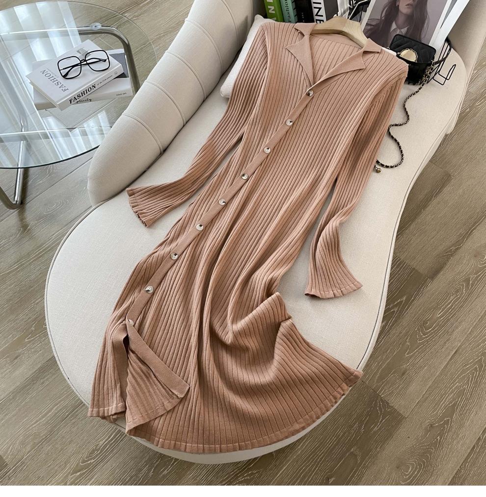 Cross-border French Style Chanel Style Knitted Skirt with Trumpet Sleeve Elegant Women's New Slim-fit Small Lapel Knitted dress - Cozy & Co. Market