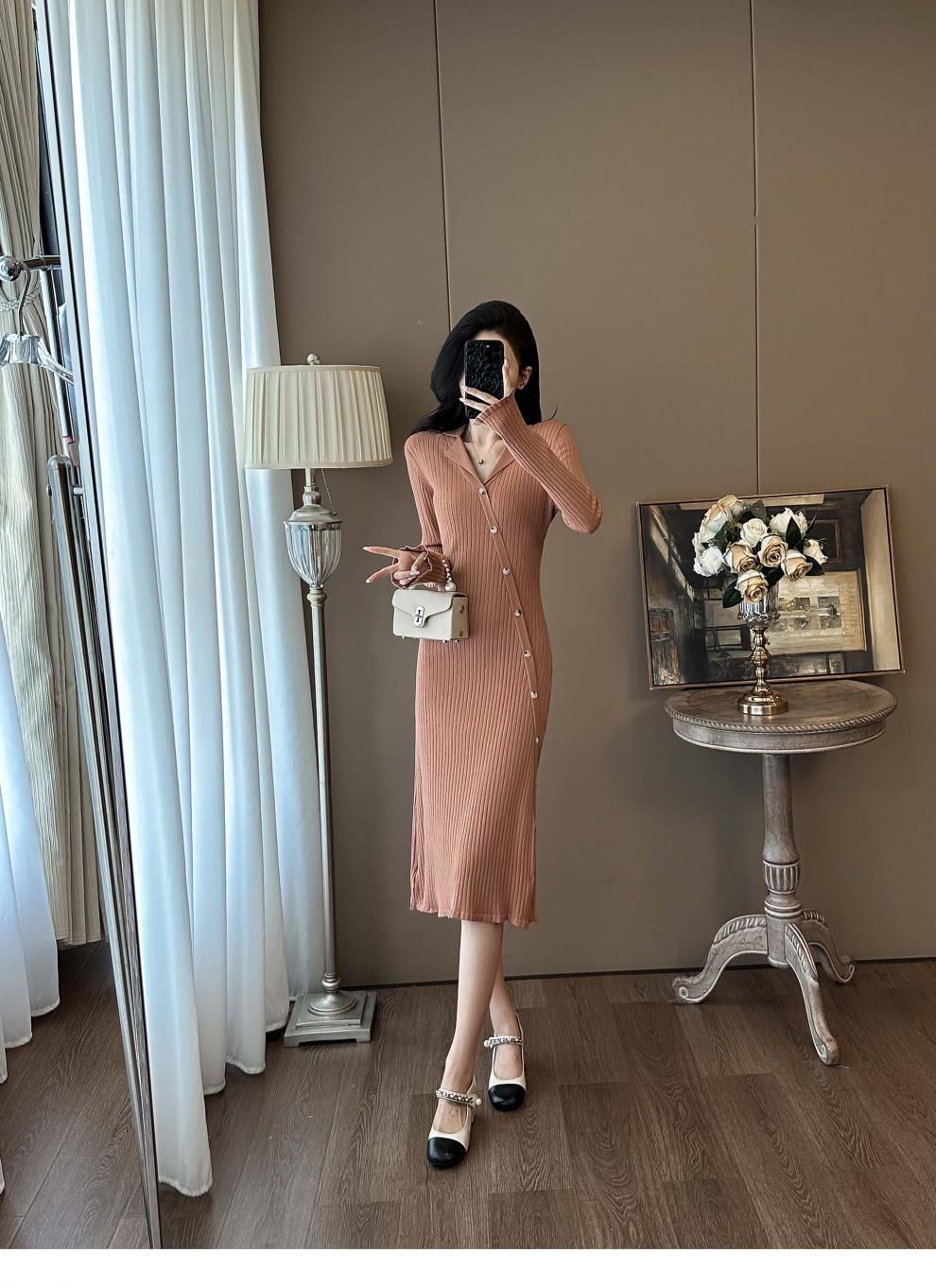 Cross-border French Style Chanel Style Knitted Skirt with Trumpet Sleeve Elegant Women's New Slim-fit Small Lapel Knitted dress - Cozy & Co. Market