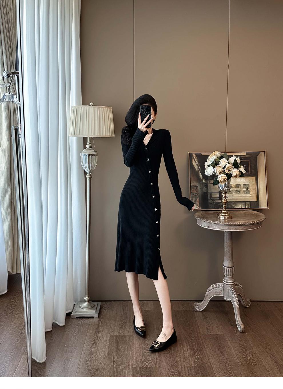 Cross-border French Style Chanel Style Knitted Skirt with Trumpet Sleeve Elegant Women's New Slim-fit Small Lapel Knitted dress - Cozy & Co. Market