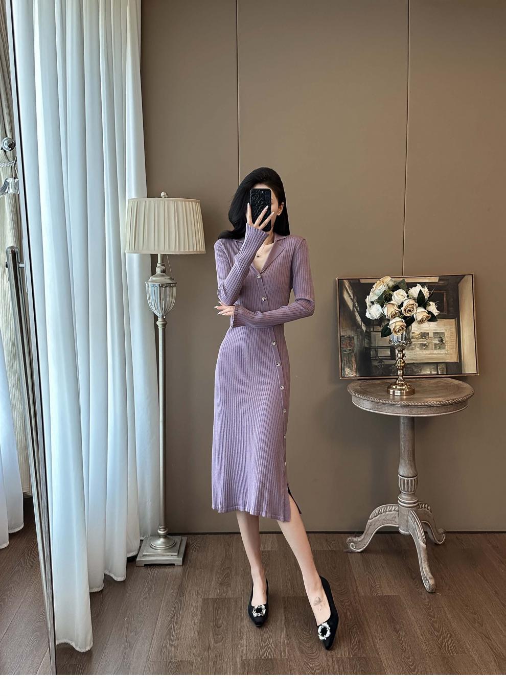 Cross-border French Style Chanel Style Knitted Skirt with Trumpet Sleeve Elegant Women's New Slim-fit Small Lapel Knitted dress - Cozy & Co. Market