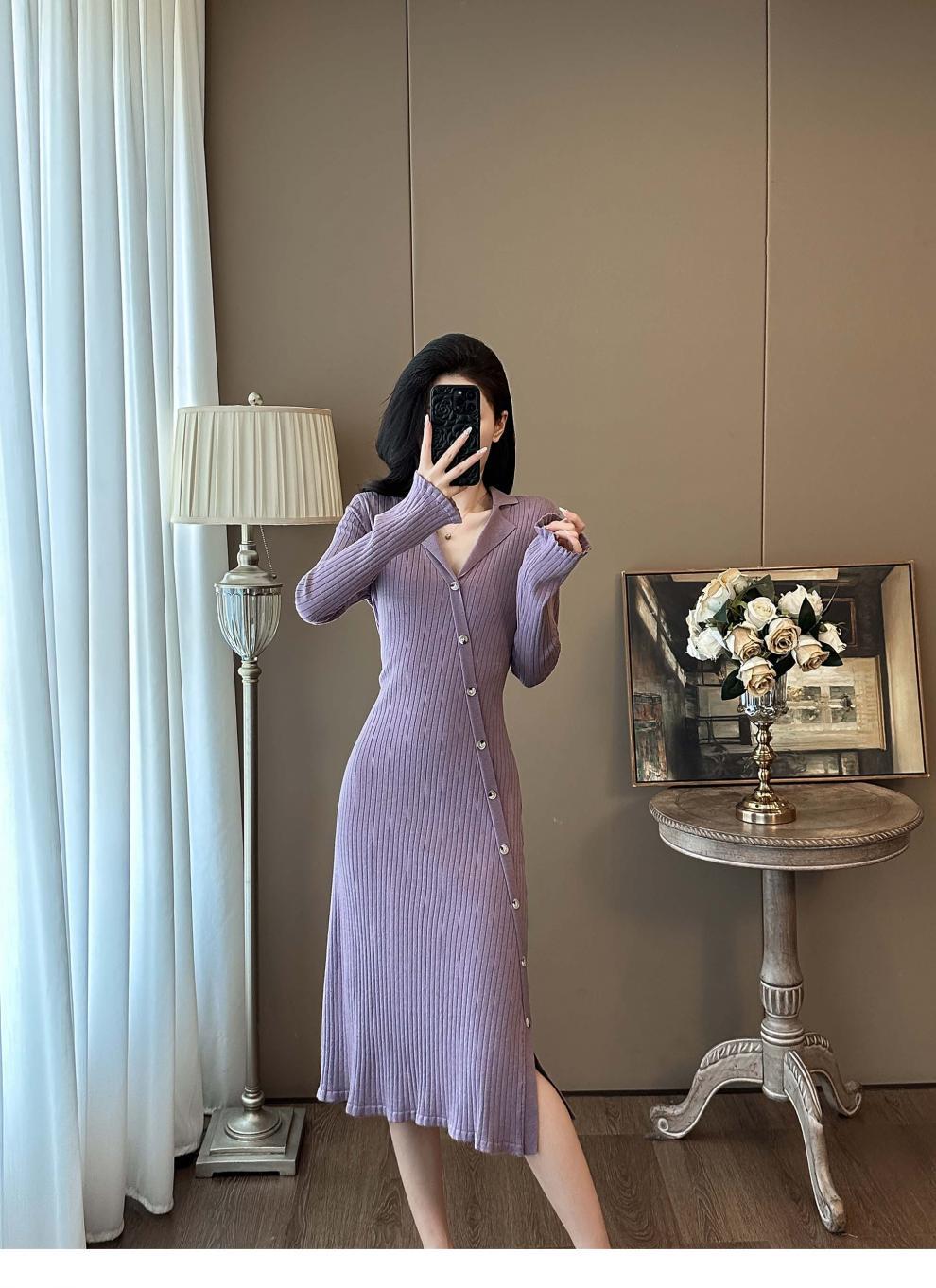 Cross-border French Style Chanel Style Knitted Skirt with Trumpet Sleeve Elegant Women's New Slim-fit Small Lapel Knitted dress - Cozy & Co. Market