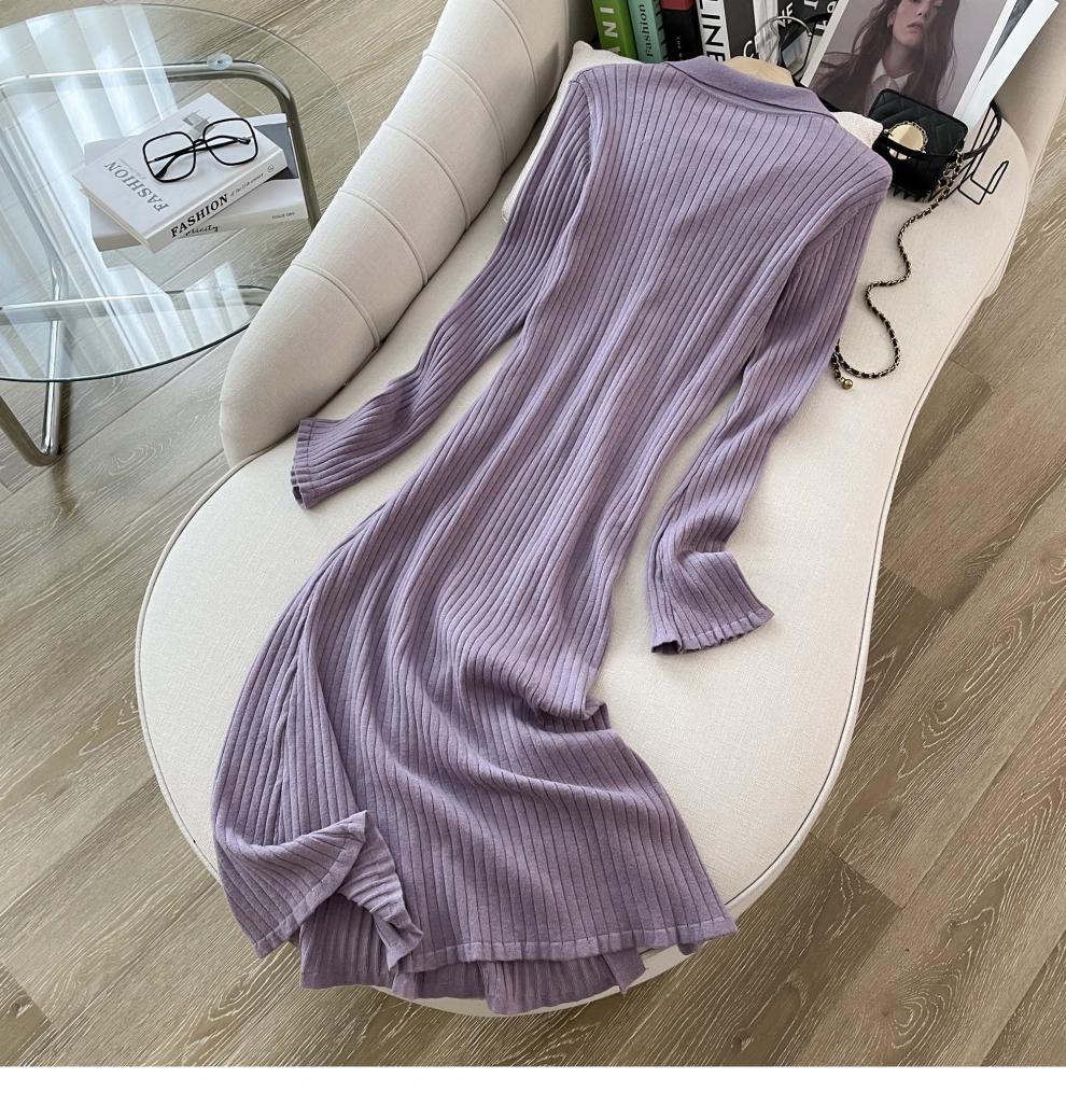Cross-border French Style Chanel Style Knitted Skirt with Trumpet Sleeve Elegant Women's New Slim-fit Small Lapel Knitted dress - Cozy & Co. Market