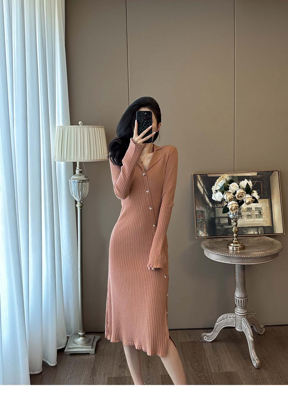Cross-border French Style Chanel Style Knitted Skirt with Trumpet Sleeve Elegant Women's New Slim-fit Small Lapel Knitted dress - Cozy & Co. Market