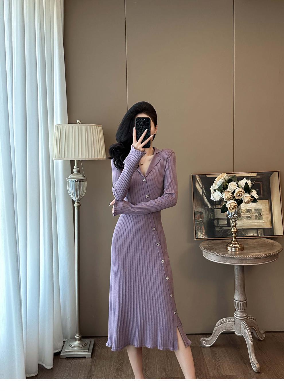 Cross-border French Style Chanel Style Knitted Skirt with Trumpet Sleeve Elegant Women's New Slim-fit Small Lapel Knitted dress - Cozy & Co. Market