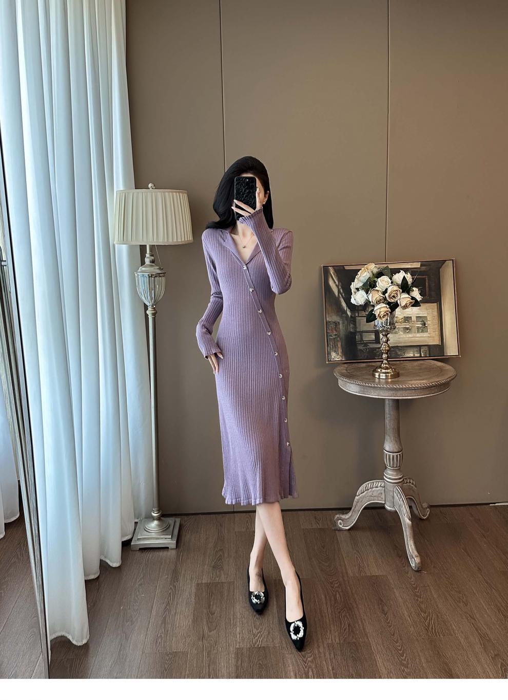 Cross-border French Style Chanel Style Knitted Skirt with Trumpet Sleeve Elegant Women's New Slim-fit Small Lapel Knitted dress - Cozy & Co. Market