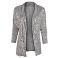 Cross-Border New European and American Amazon Sequined Long-Sleeved Elegant Mid-Length Small Suit Lapel Pure Color Jacket for Women - Cozy & Co. Market