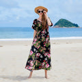 Cross-border Seaside Sanya Vacation Style Slimming Loose Long Dress V-neck Elegant Printed Slit dress - Cozy & Co. Market