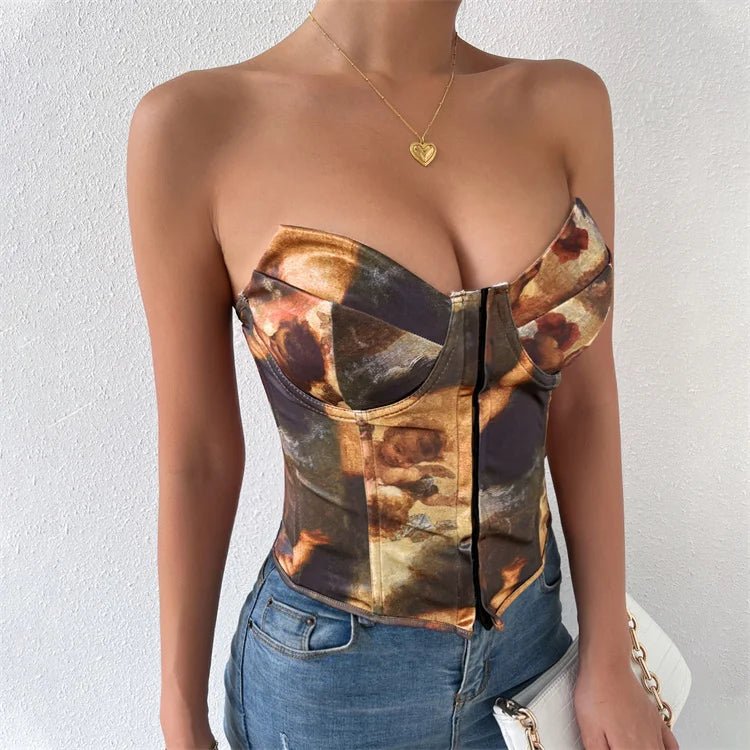 Cross-Strap Corset Crop Top - Cozy & Co. Market