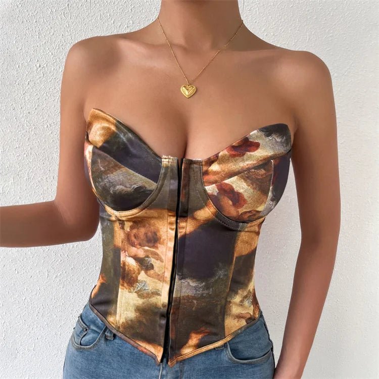 Cross-Strap Corset Crop Top - Cozy & Co. Market