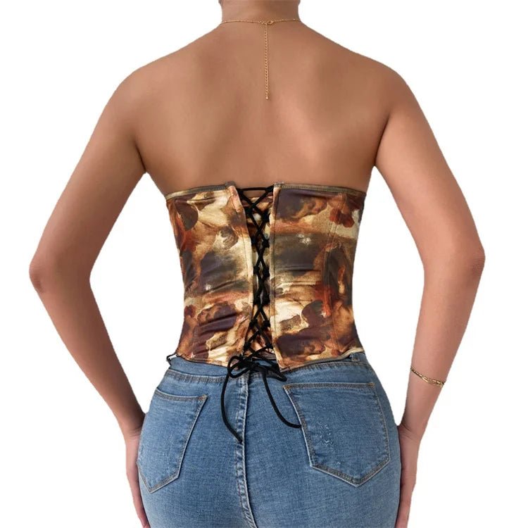 Cross-Strap Corset Crop Top - Cozy & Co. Market