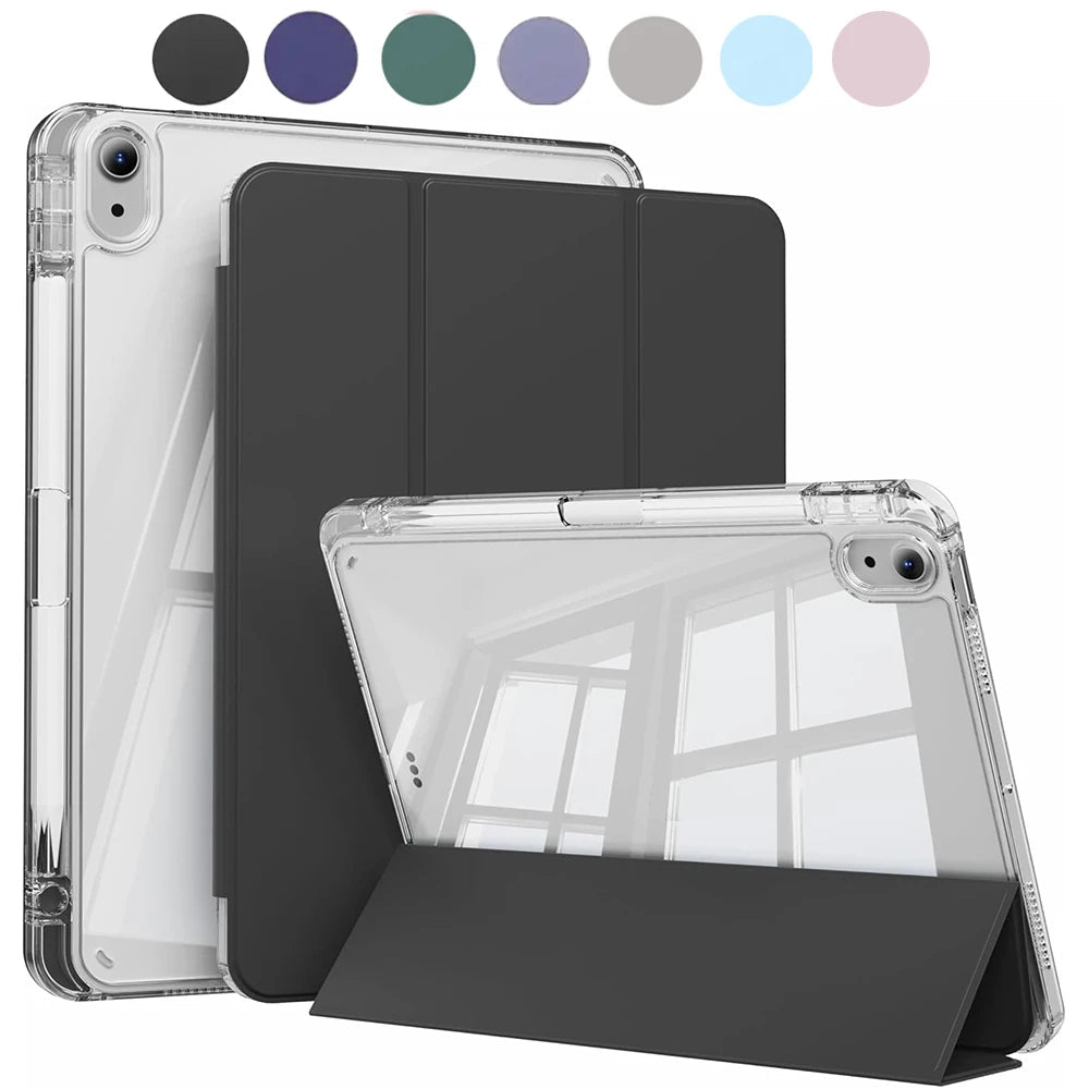 Crystal Clear Case For iPad 5 6 7 8 9 10 11 Air 11 13 inch /Mini 6th 7th gen /Pro 11 12.9 (3rd/4th/5th/6th gen) with pen holder - Cozy & Co. Market