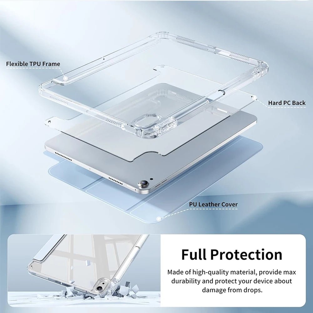 Crystal Clear Case For iPad 5 6 7 8 9 10 11 Air 11 13 inch /Mini 6th 7th gen /Pro 11 12.9 (3rd/4th/5th/6th gen) with pen holder - Cozy & Co. Market