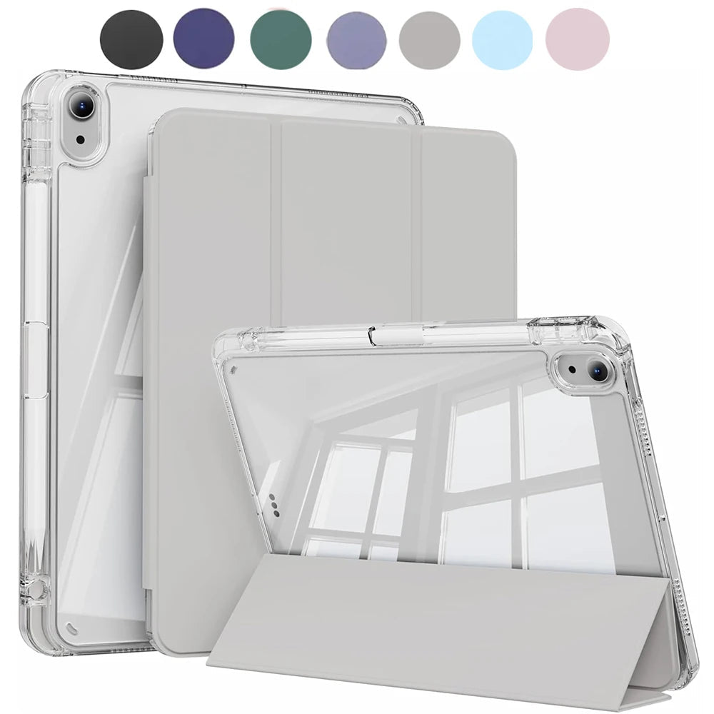 Crystal Clear Case For iPad 5 6 7 8 9 10 11 Air 11 13 inch /Mini 6th 7th gen /Pro 11 12.9 (3rd/4th/5th/6th gen) with pen holder - Cozy & Co. Market