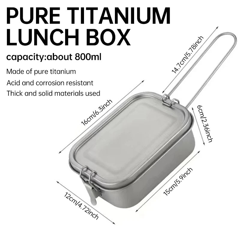 Custom Logo 800ml Lightweight Eco-Friendly Silver Outdoor Lunch Box Portable Pure Titanium Camping with Handle Picnic Hiking - Cozy & Co. Market