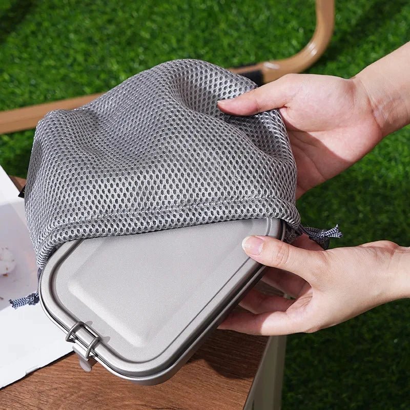 Custom Logo 800ml Lightweight Eco-Friendly Silver Outdoor Lunch Box Portable Pure Titanium Camping with Handle Picnic Hiking - Cozy & Co. Market