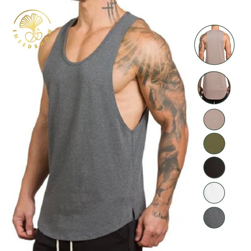 Custom Logo Running Workout Athletic Vest Fitness Wear Men Gym Stringer Muscle Cotton Men's Blank Sports Oversized Tank Tops - Cozy & Co. Market