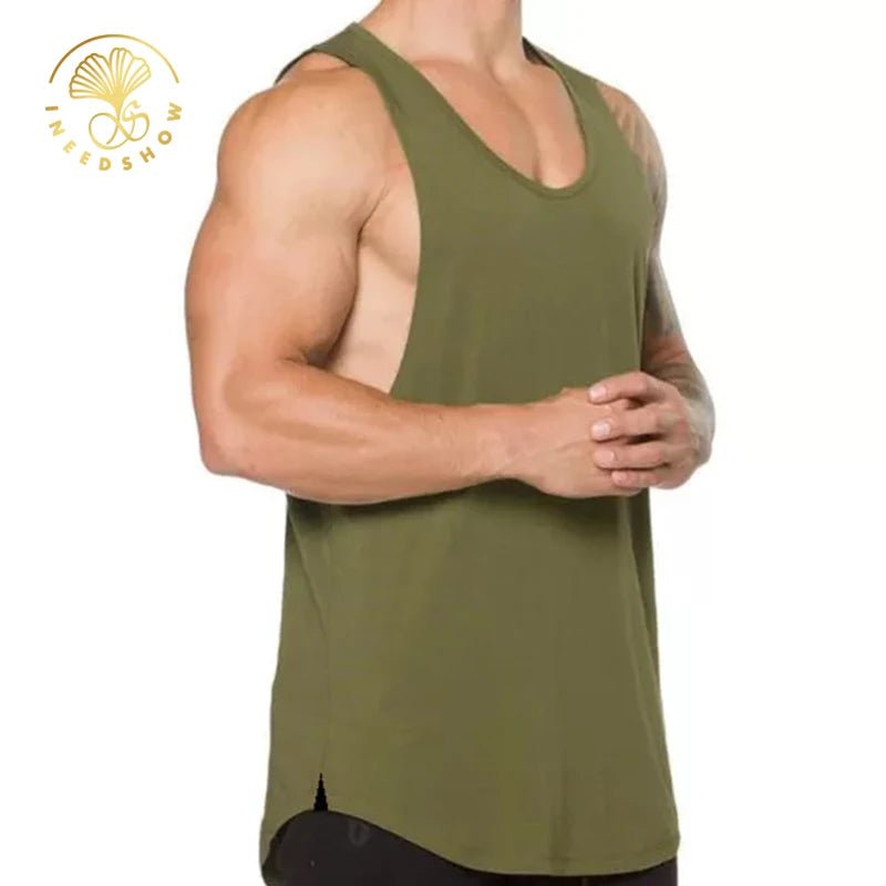 Custom Logo Running Workout Athletic Vest Fitness Wear Men Gym Stringer Muscle Cotton Men's Blank Sports Oversized Tank Tops - Cozy & Co. Market